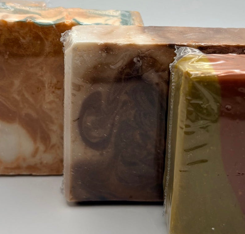 Four wrapped artisan soap bars in the Fall Festival soap bundle