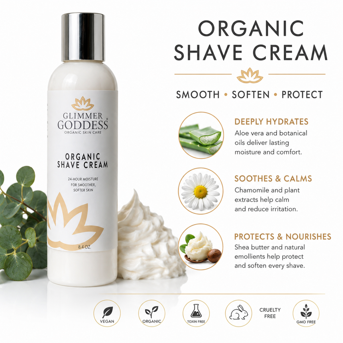 Organic Shave Cream for Sensitive Skin – Men & Women