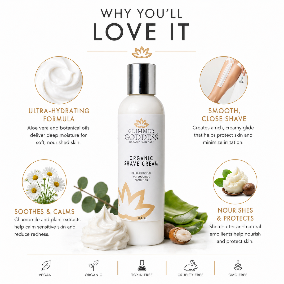 Organic Shave Cream for Sensitive Skin – Men & Women