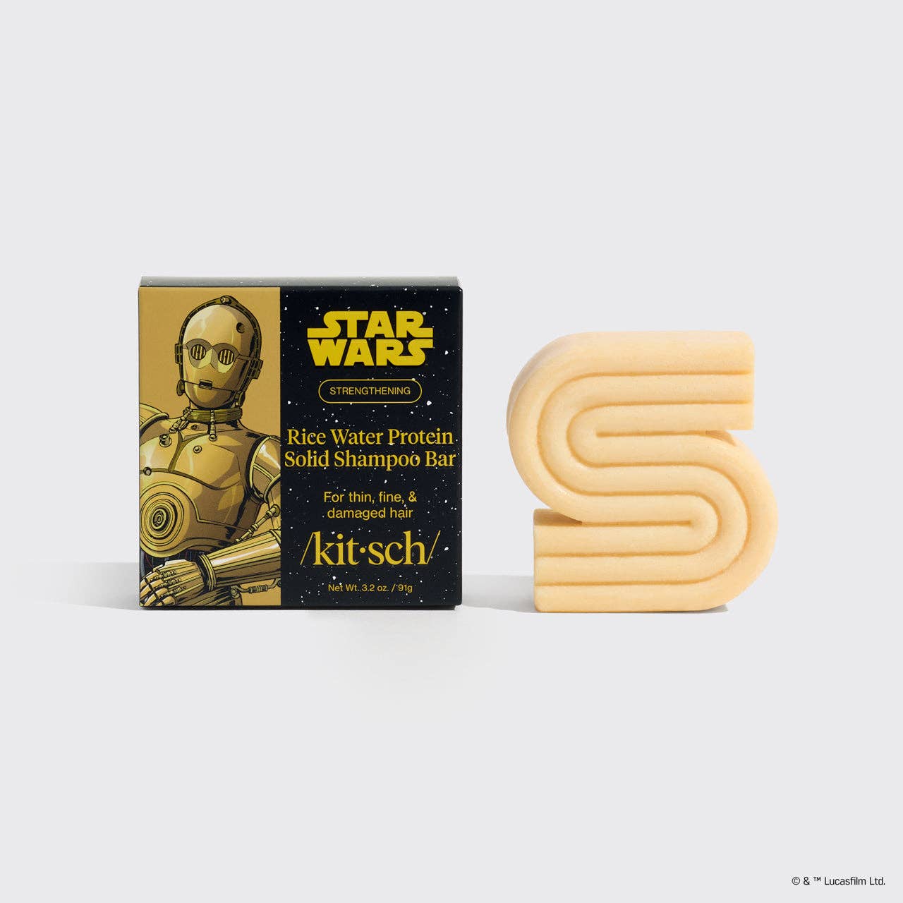 Star Wars™ & Kitsch Rice Water Protein Strengthening Solid Shampoo - C-3PO - Pleasanthill Products